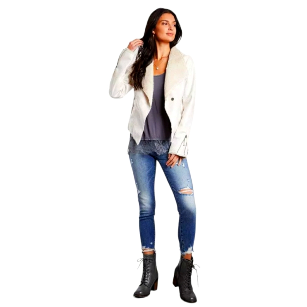 Buckle Black Faux Leather Snakeskin Moto Jacket